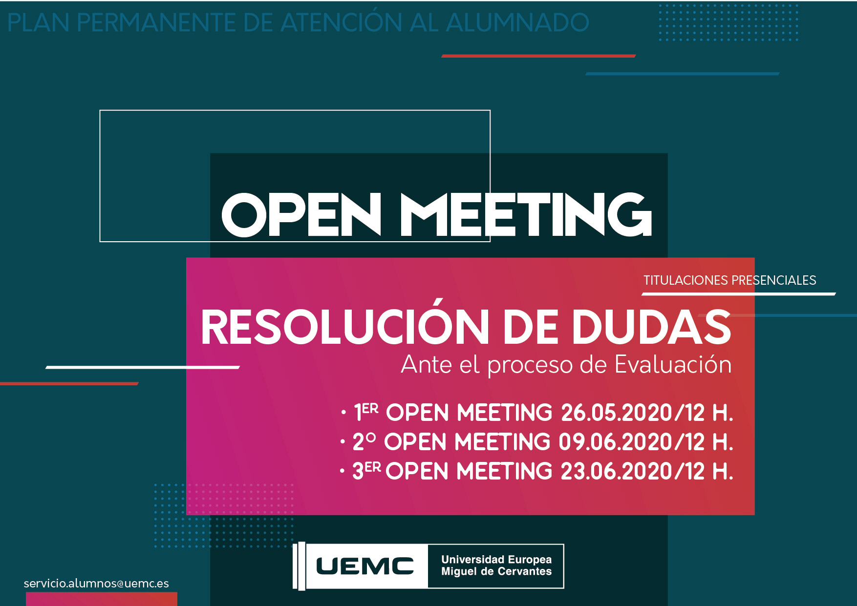 Titulaciones presenciales – Open Meeting de resolución de dudas – Consulta fechas