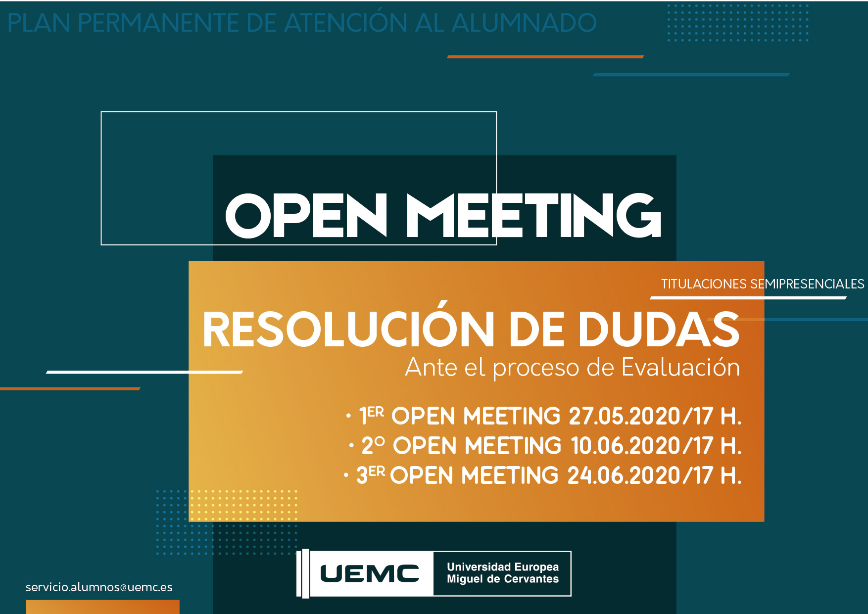 Titulaciones semipresenciales – Open Meeting de resolución de dudas – Consulta fechas