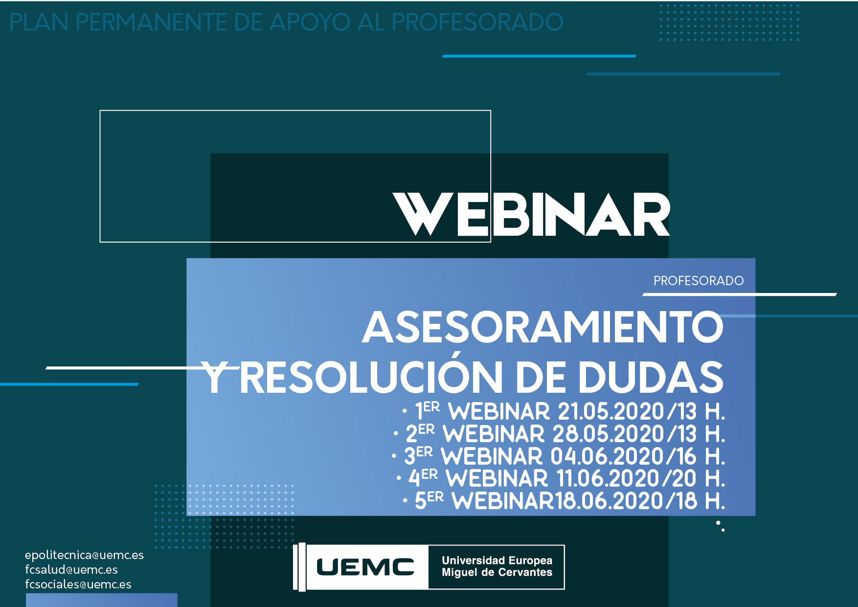 Webinar  - Reuniones virtuales de asesoramiento y resolución de dudas – Consulta fechas