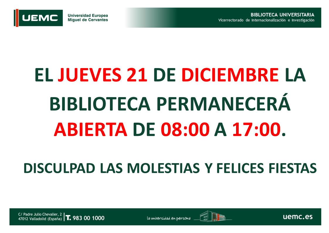 Horario 21 Diciembre