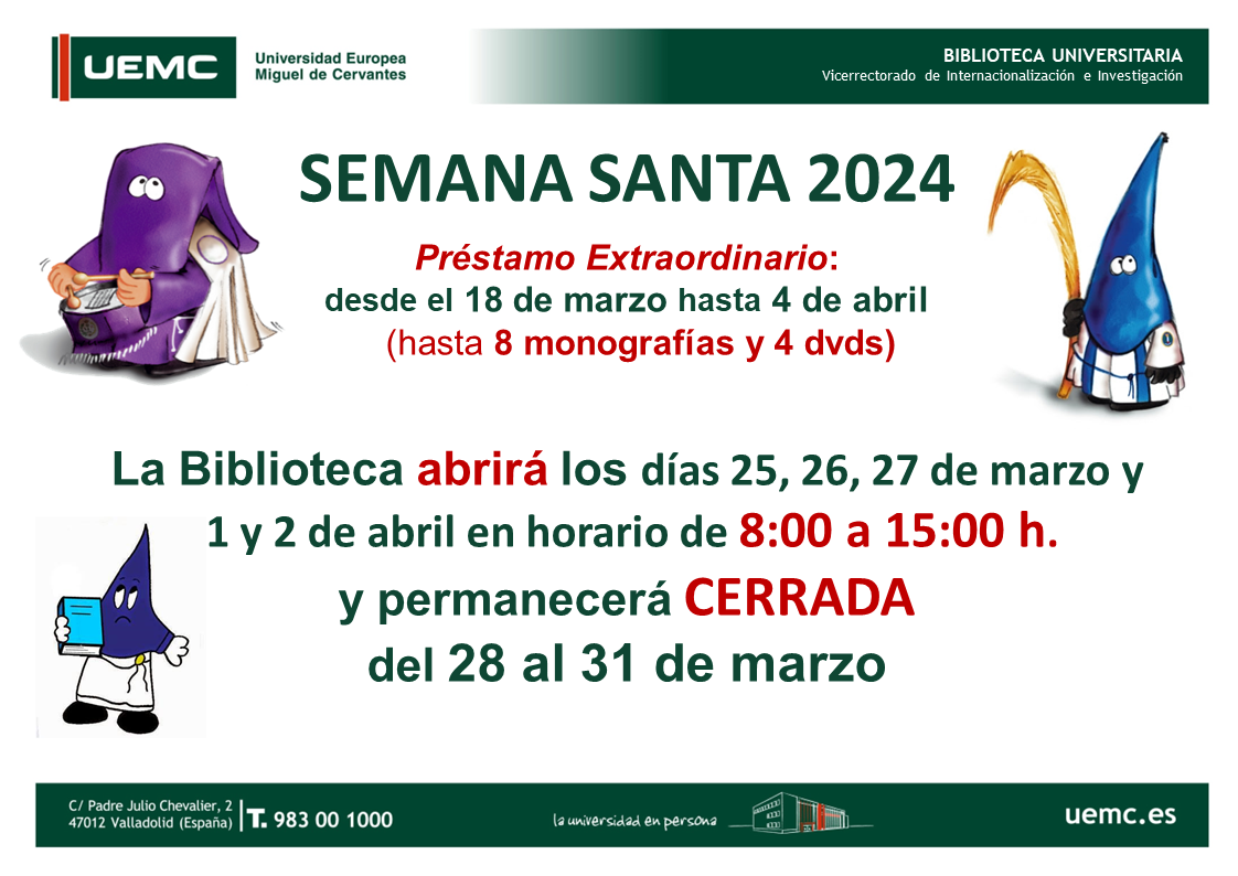 Horario Semana Santa biblioteca